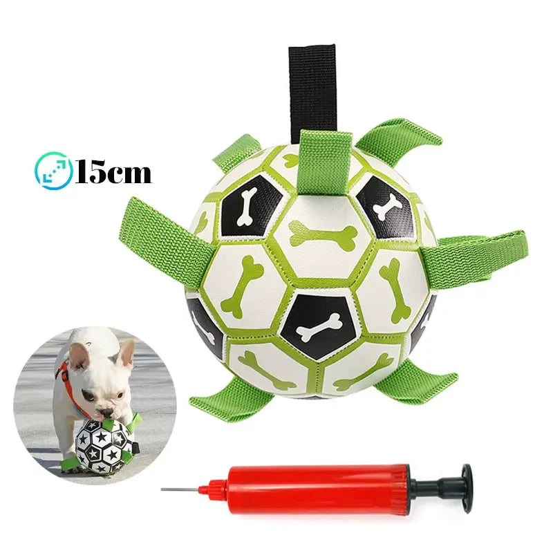 1 Pcs Interactive Dog Toys for Tug of War Dog Soccer Ball with Straps for Indoor Outdoor Dog Tug Toy Sturdy Ball Fetch Toy