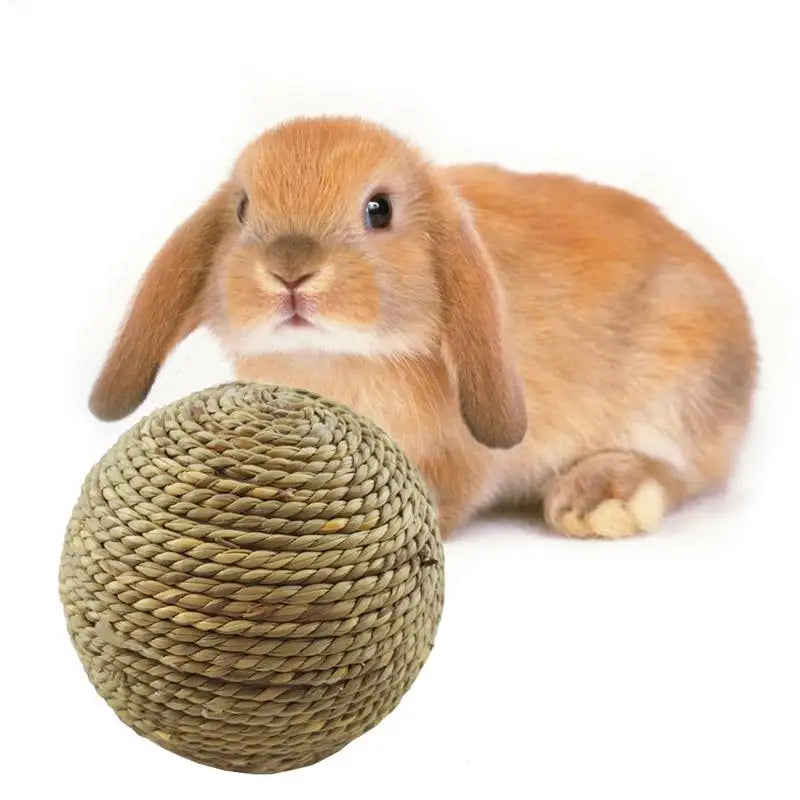 6cm Pet Chew Toy Natural Grass Ball For Rabbit Hamster Guinea Pig Tooth Cleaning Supplies Small Pet Toys Rabbit Accessories