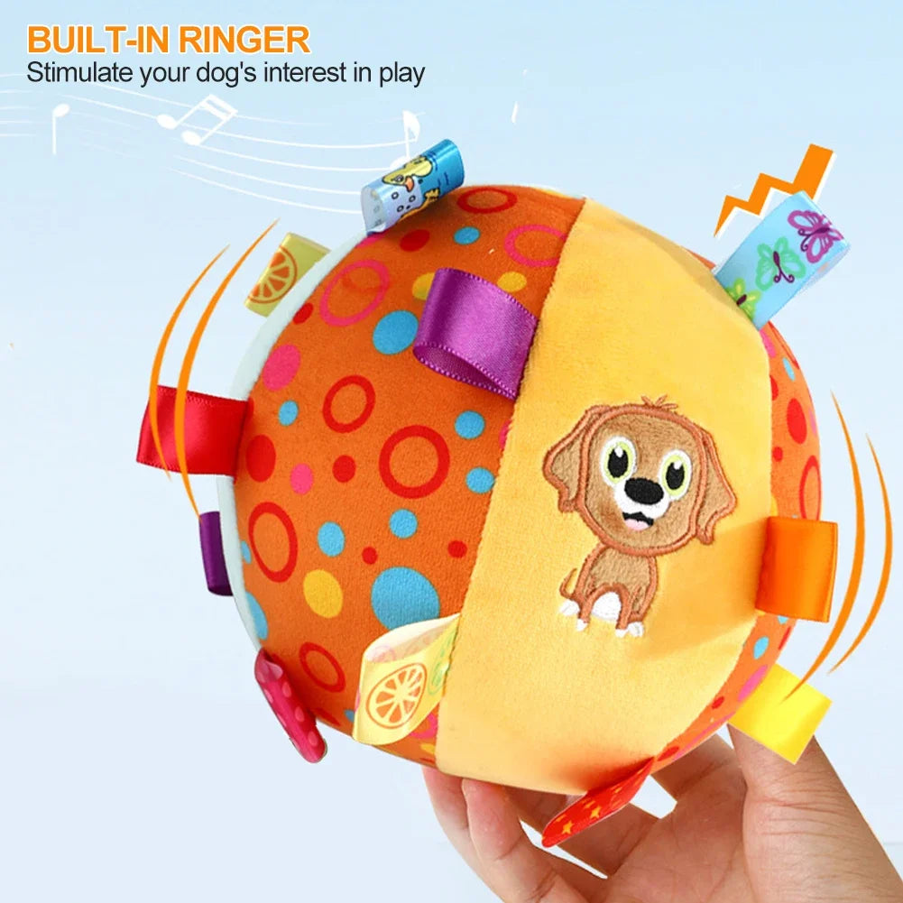 Interactive Ball Dog Toy for Aggressive Chewers Training Decompress Bite Resistant Plush Handle Dog Toys with Bells Pet Supplies