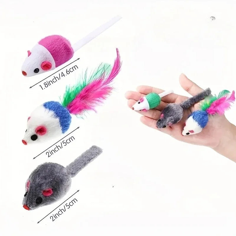 3-100 Pcs Cat Toys Interactive  Cloth Strip Mouse Color Tail Dual Color Fun Relieve Boredom Toy for Fun Playing with Cats