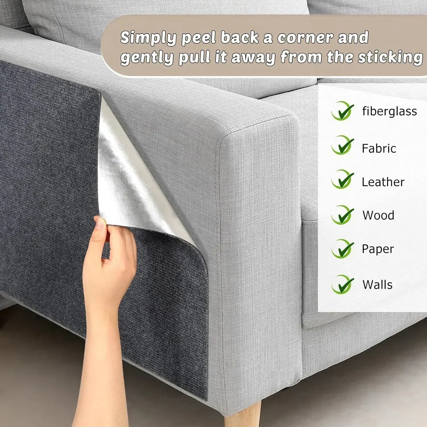 Self-Adhesive Cat Scratching Mat Trimmable Cat Carpet Cat Scratching Post Carpet Prevent Cat Scratch Furniture Protector Cat Toy