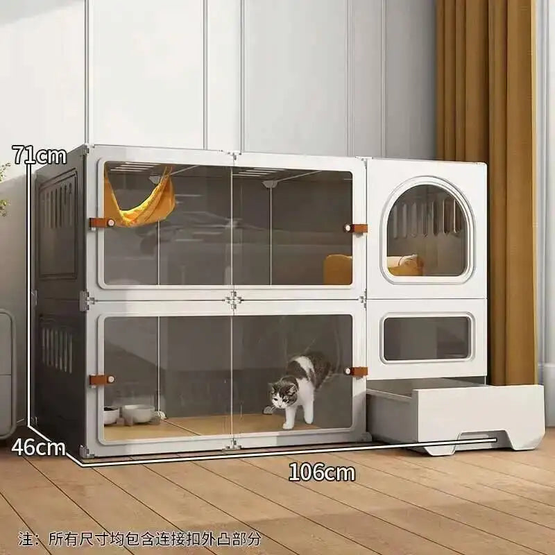 Luxury Cat Cage Cats Litter Box Integrated Cat House Modern Minimalist Large Free Space Household Indoor Cages for Cats
