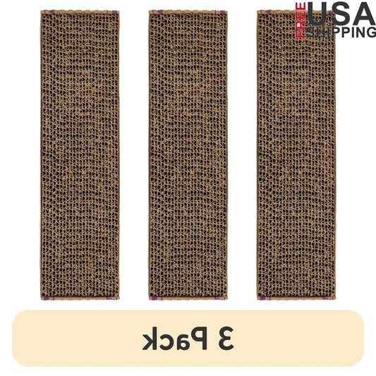3 Pack Cat Scratching Pad Reversible Catnip Infused Corrugated Cardboard Durable Floor Scratcher Eco Friendly Cat Toy