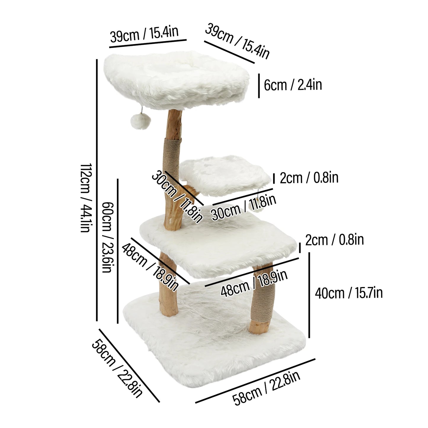 Load 22-33 Lbs Cat Tree with Hemp Ropes Plush Balls Cat Small Cat Tower for Cat Scratcher Board Cat Toys 4 Springboards
