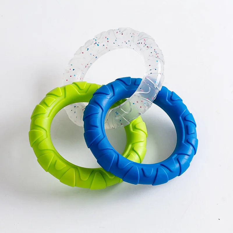 Durable Dog Chew Toy TPR Teeth Cleaning Pet Toys Interactive Bite Resistant 3 Colors Ring Dog Toy Pet Supplies Accessories Stuff
