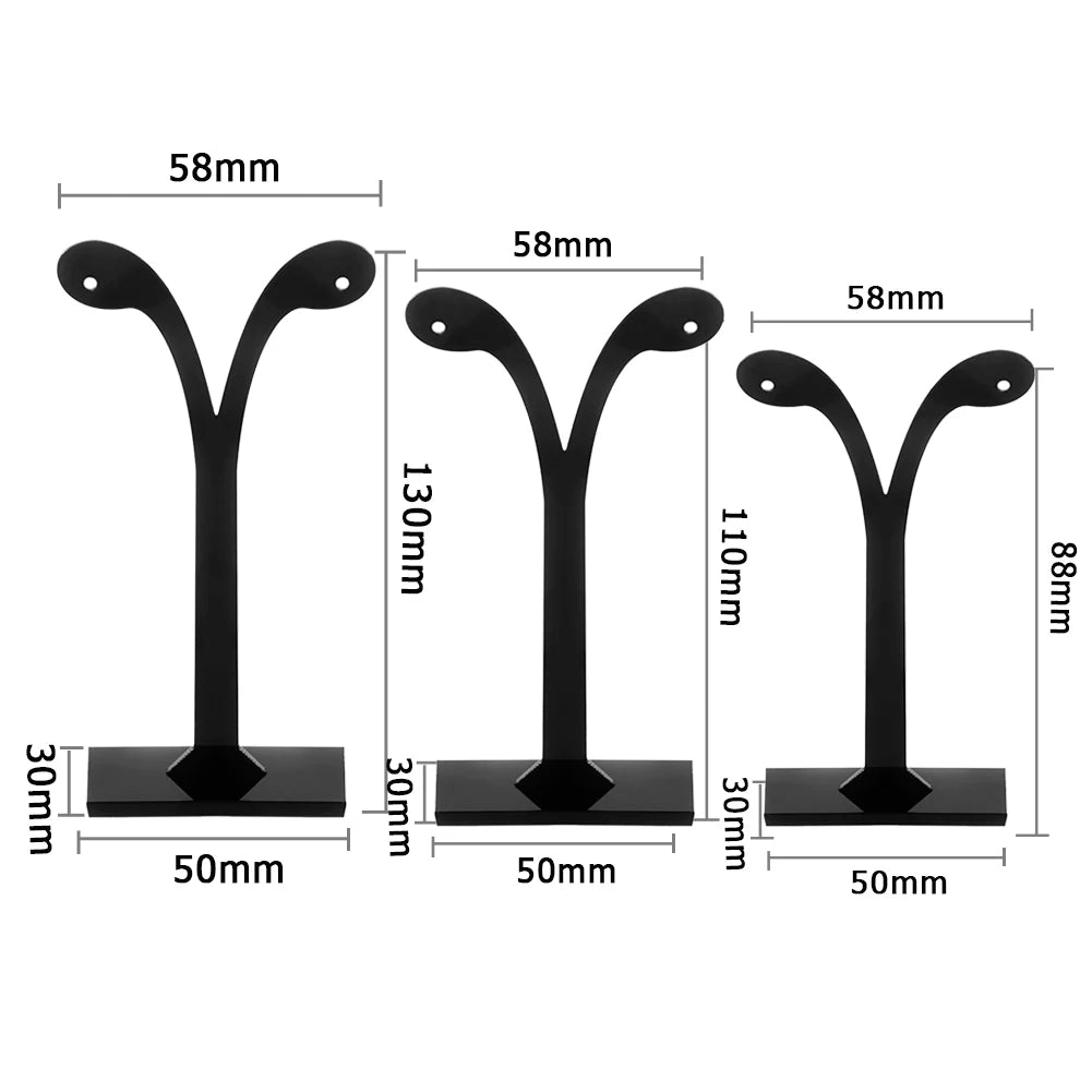 3pcs/set Earrings Display Rack Leaf Pattern Organic Glass Earring Holder Black Jewelry Rack Display Stand for Necklaces Bracelet