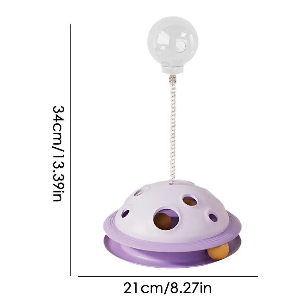Cat Turntable Toy Interactive Dog Toy Slow Feeder Self-entertainment Food Leak Ball With Spring Rod For Kitten Playing