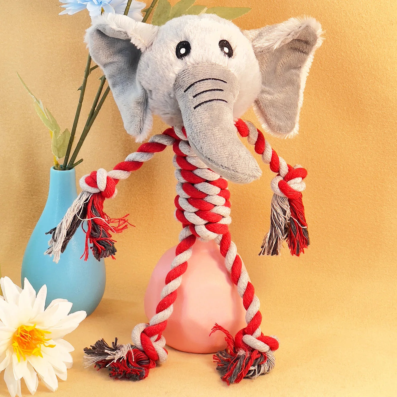 Cute Plush Dog Rope Toy Durable Chew & Squeaky Pet Toy for Aggressive Chewers, Fun Interactive Play for Puppies & Dogs