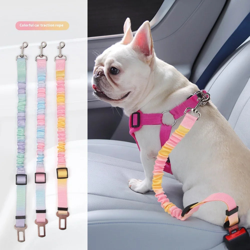 Retractable Vehicle Dog Leash Adjustable Car Safety Belt Anti Chew Durable Elastic Tether for Pet Travel Secure Attachment