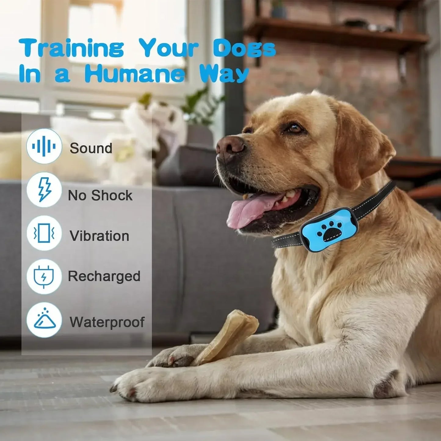 Pet Dog Barking Prevention Device USB Rechargeable Dog Training Collar Ultrasonic Anti-Bark Vibrating Collar