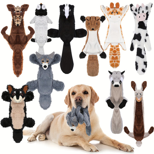 10pcs Squeaky Dog Toys, No Stuffing Plush Chew Toys for Aggressive Chewers, Diverse Animal Designs for Teething Puppies & Adult Dogs, Durable & Safe for Play, Puppy Toys