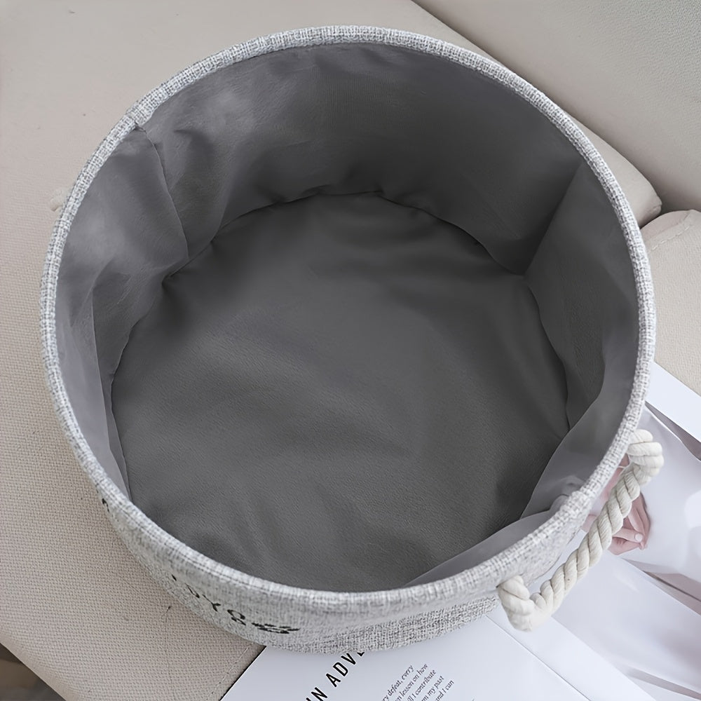 [Canvas Pet Accessory Container] Extra-Large Canvas Dog Toy Storage Basket - Spacious Round Pet Accessory Organizer, Dog Toys, Accessories