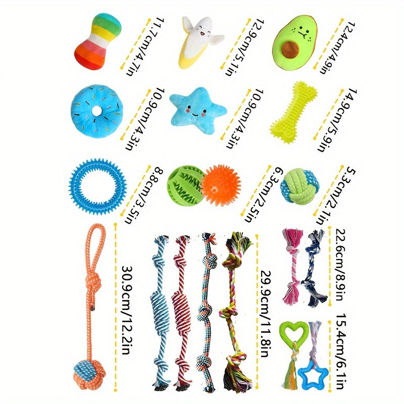 25pcs Luxury Dog Chew Toys for Puppy, Dog Toys with Ropes Puppy Chew Toys, Treat Ball And Squeaky Puppy Toys for Teething Small Dogs