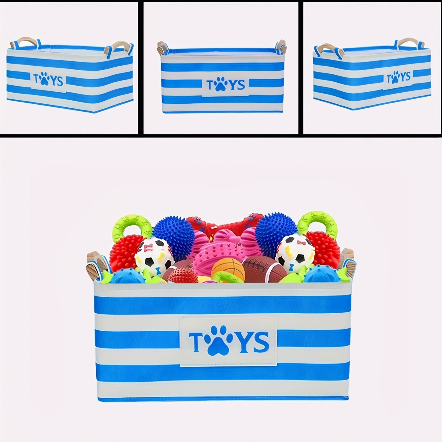 Blue Pet Toy Box Storage Basket Organizer for Dog Toys - a Great Way to Organize Pet Toys., Storage Trunks for Home Organization