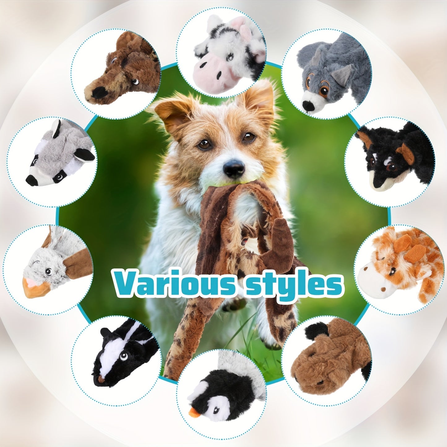10pcs Squeaky Dog Toys, No Stuffing Plush Chew Toys for Aggressive Chewers, Diverse Animal Designs for Teething Puppies & Adult Dogs, Durable & Safe for Play, Puppy Toys